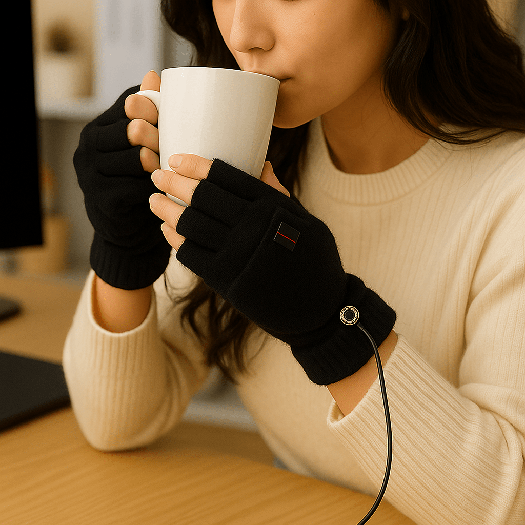 USB Heated Fingerless Tricot Gloves - Winter Comfort