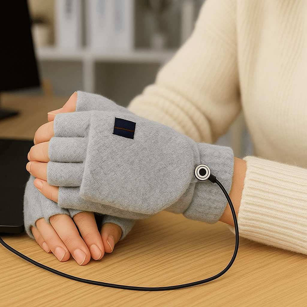 USB Heated Fingerless Tricot Gloves - Winter Comfort