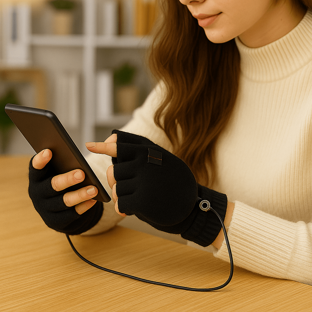 USB Heated Fingerless Tricot Gloves - Winter Comfort
