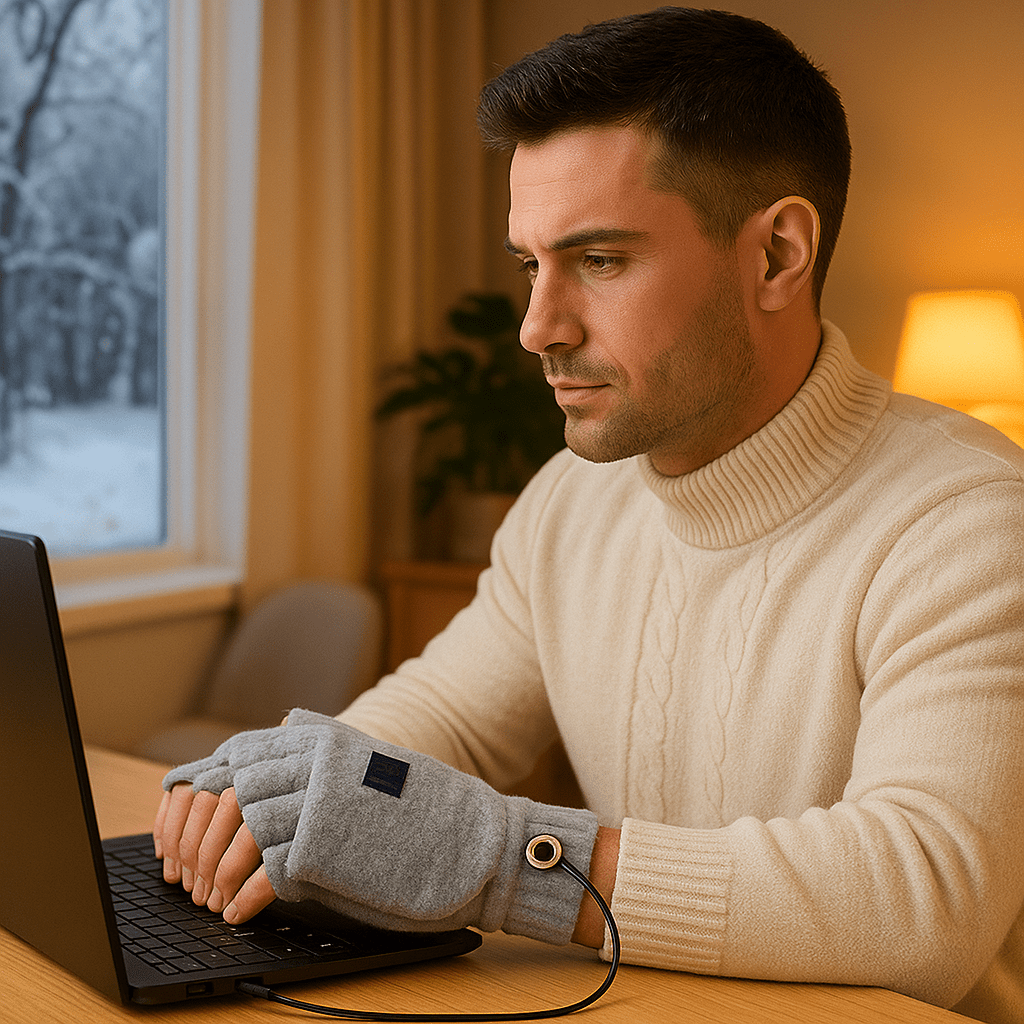 USB Heated Fingerless Tricot Gloves - Winter Comfort