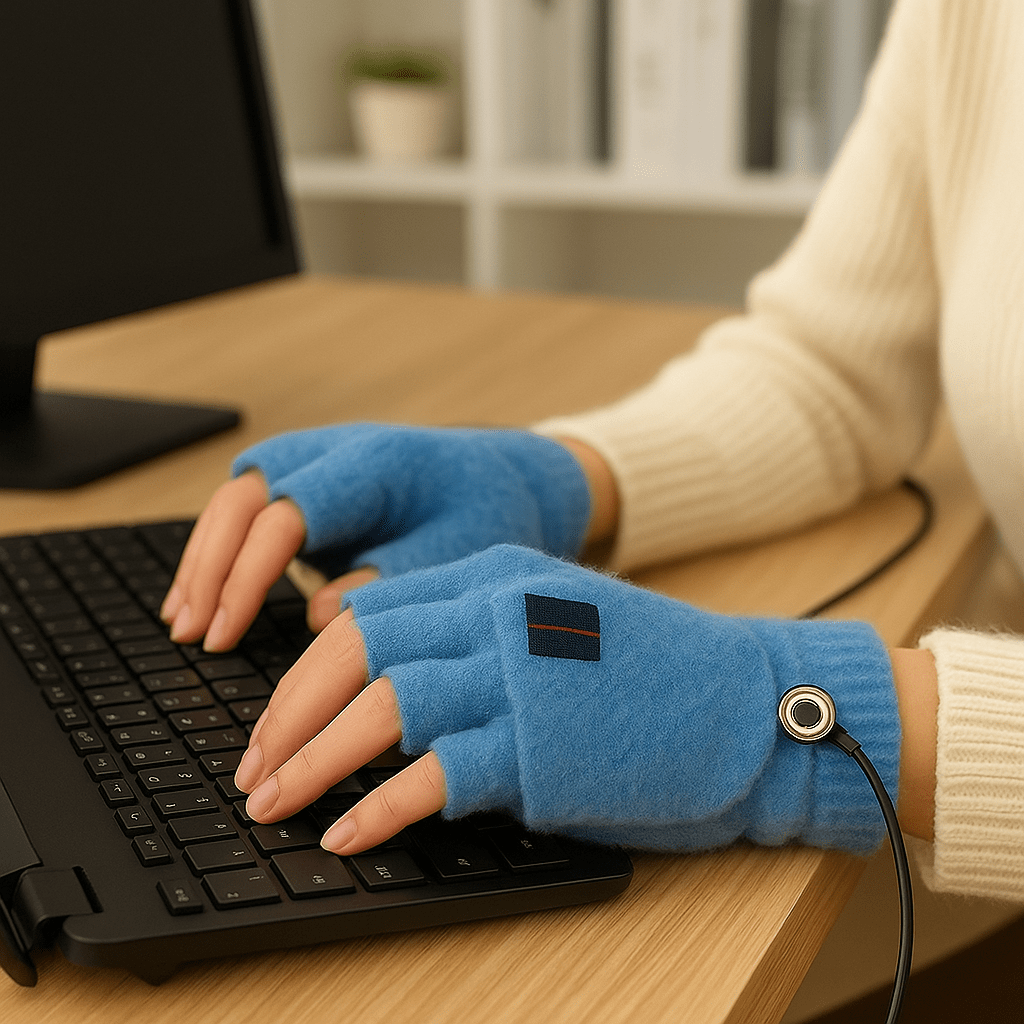 USB Heated Fingerless Tricot Gloves - Winter Comfort