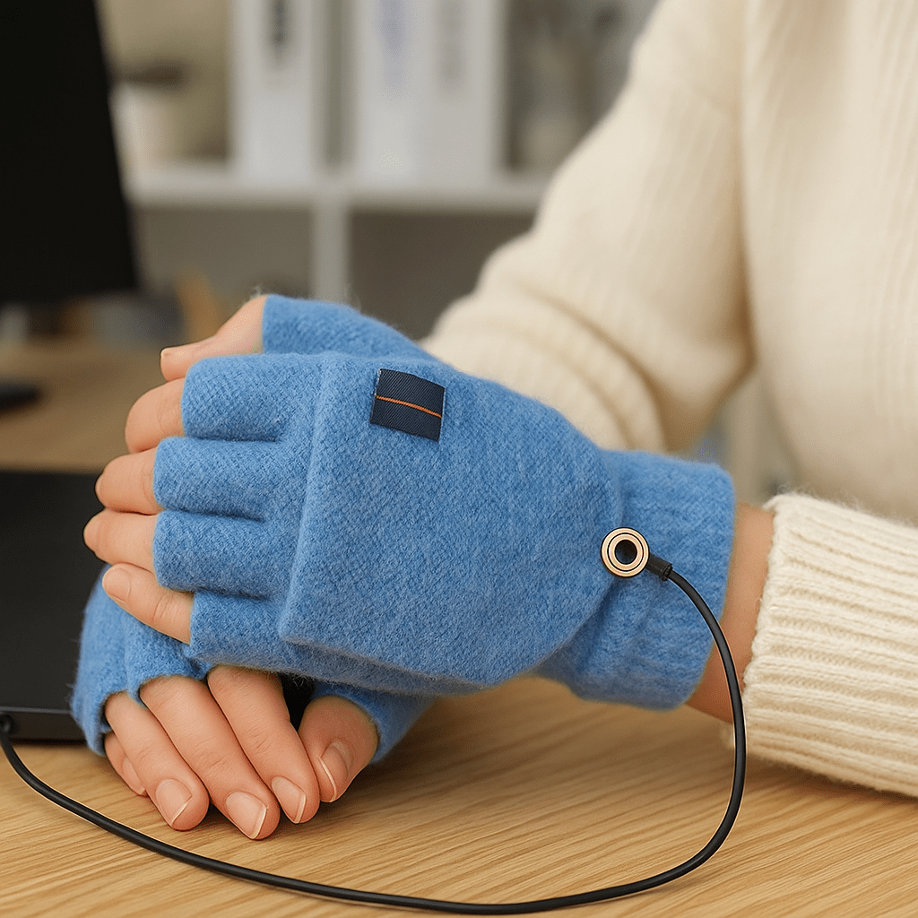USB Heated Fingerless Tricot Gloves - Winter Comfort