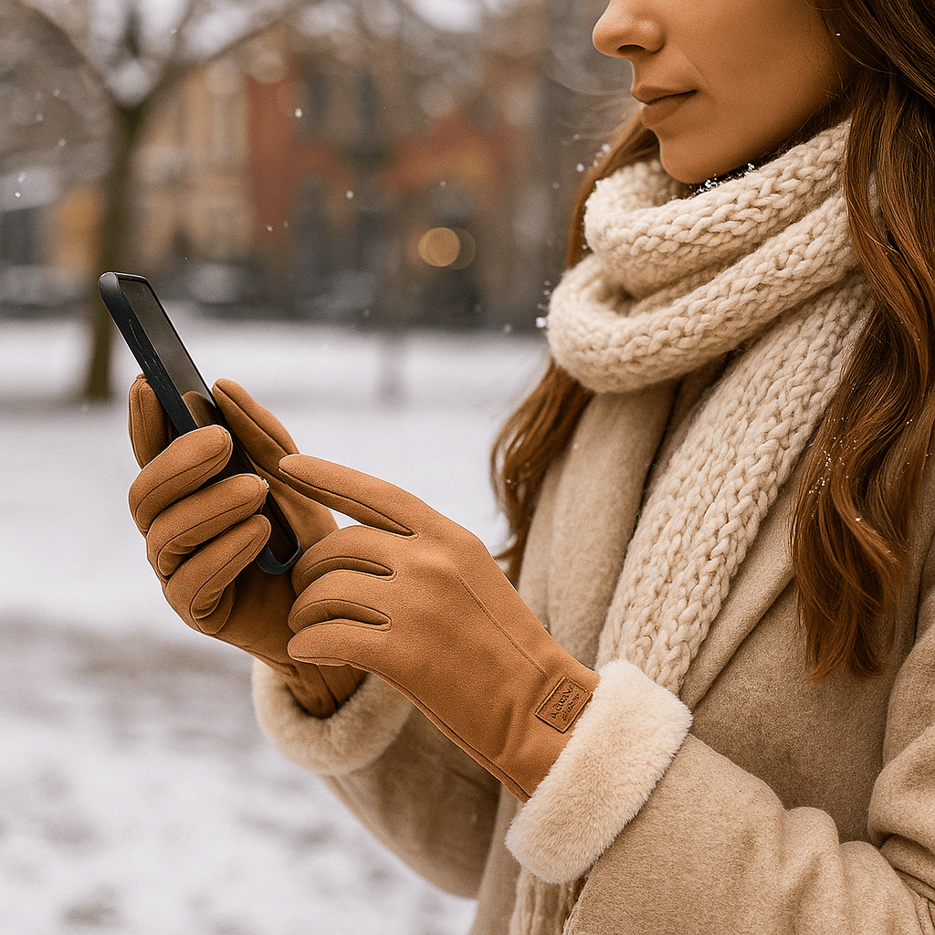 Winter Gloves - Faux Fur Lined - Elegant Warmth
