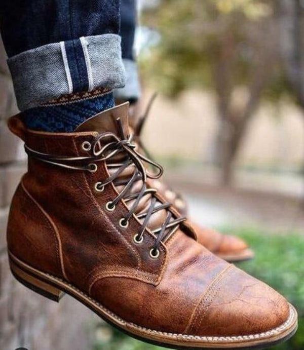 Men's Lace-Up Work Boots - Classic Ankle - Durable Sole
