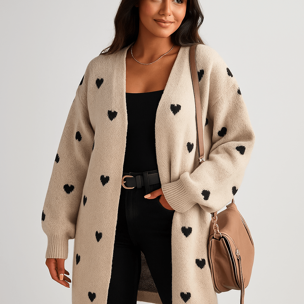 Long Knitted Cardigan - Comfortable Fit - Stylish Textured Design