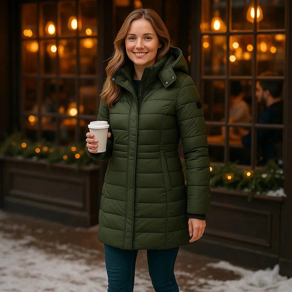 Stilla - fashionable long coat - soft lining - with hood