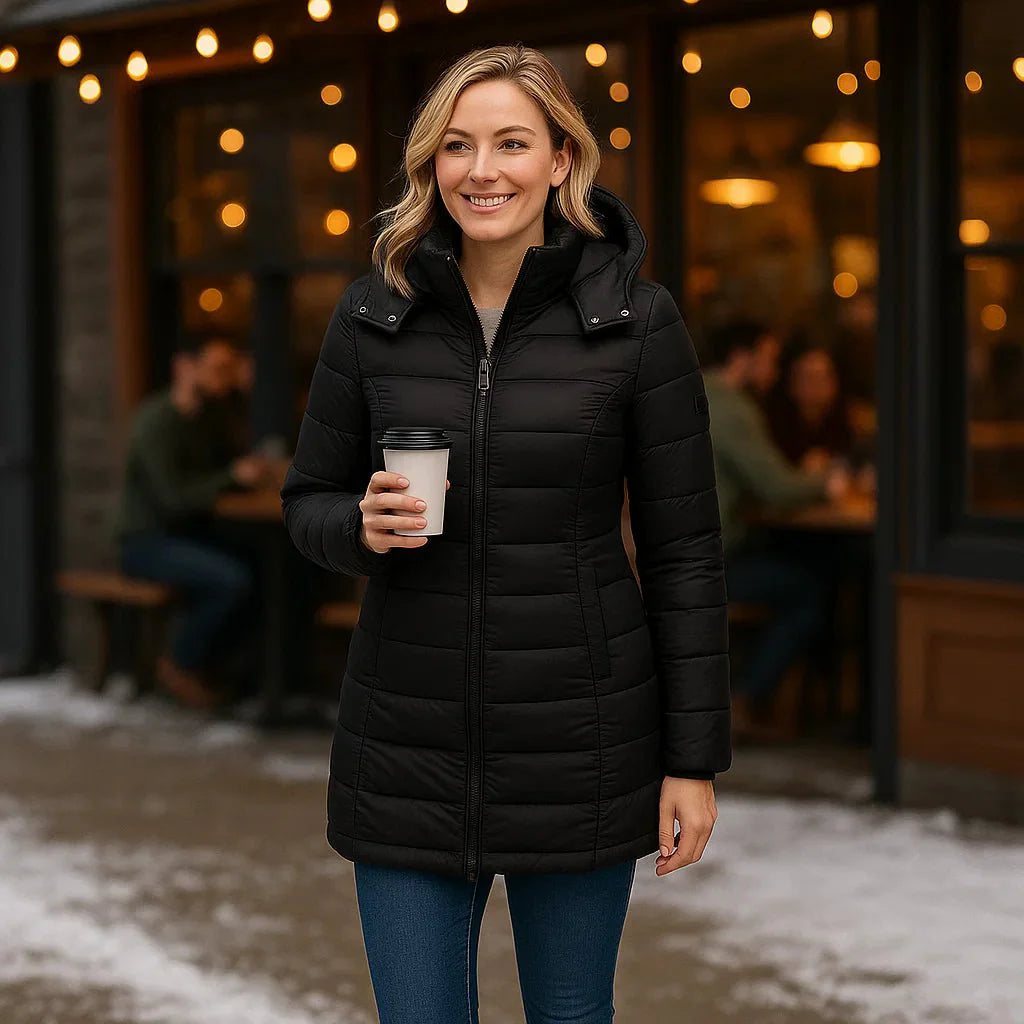 Stilla - fashionable long coat - soft lining - with hood