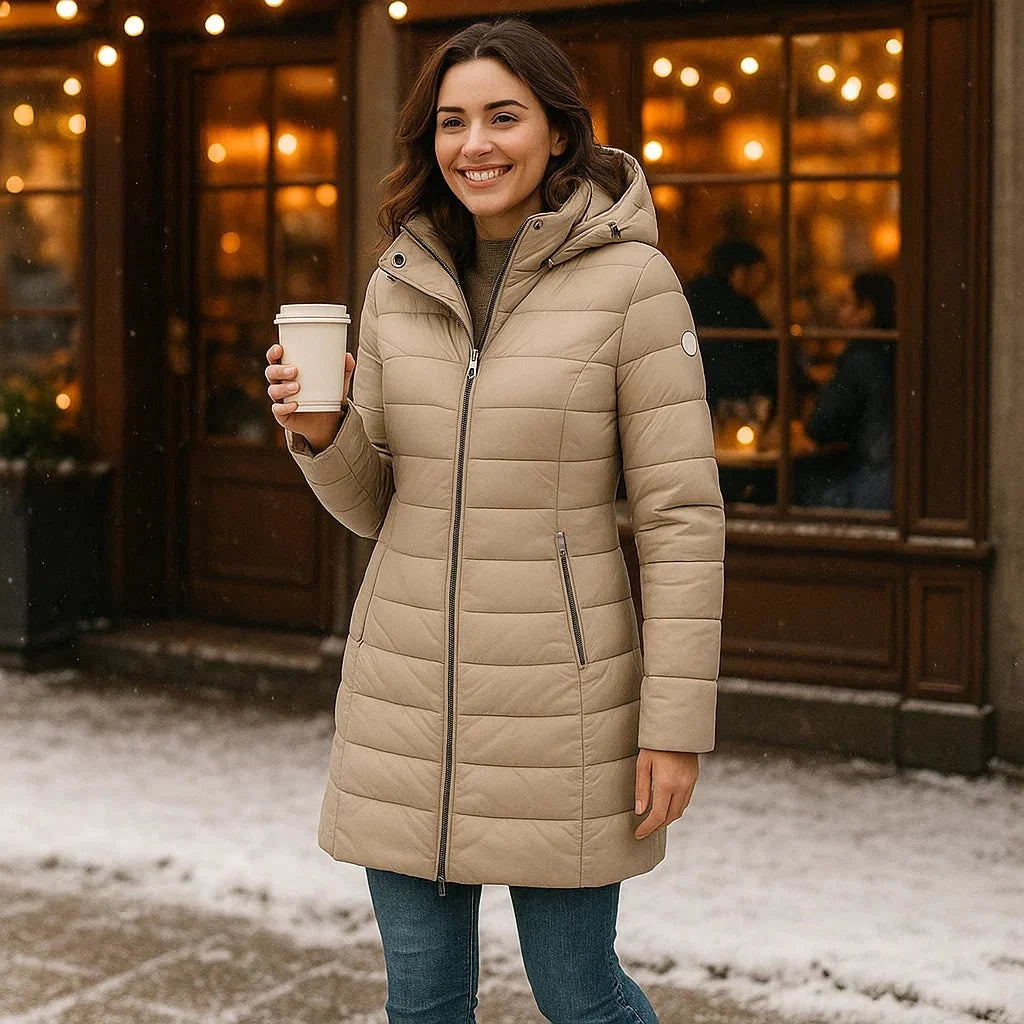 Stilla - fashionable long coat - soft lining - with hood