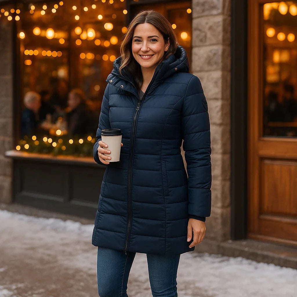 Stilla - fashionable long coat - soft lining - with hood