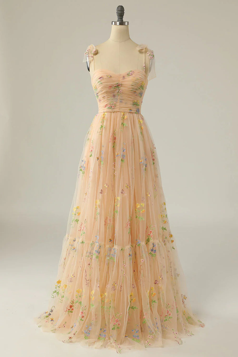 Suzy - Tulle Prom Dress - Floral Embroidery