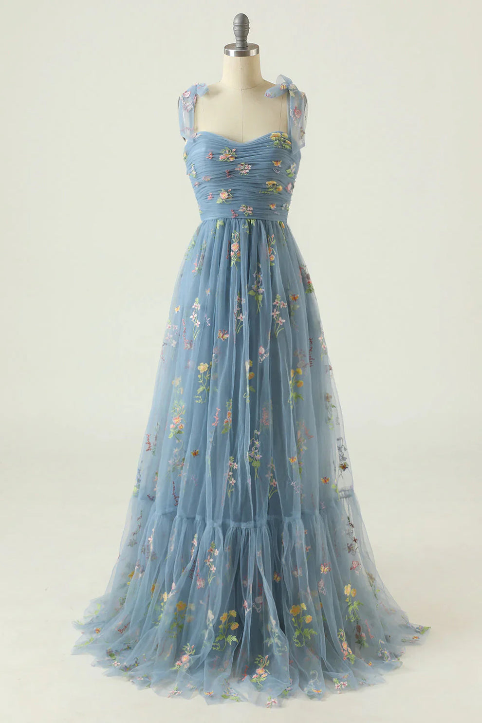 Suzy - Tulle Prom Dress - Floral Embroidery