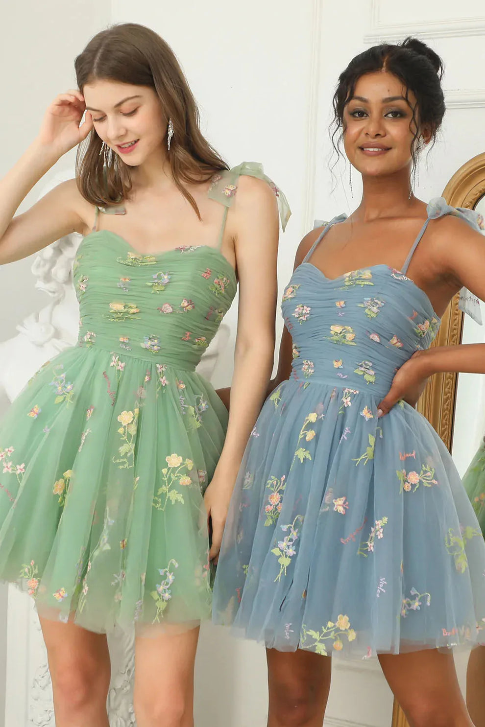 Suzy - Tulle Prom Dress - Floral Embroidery