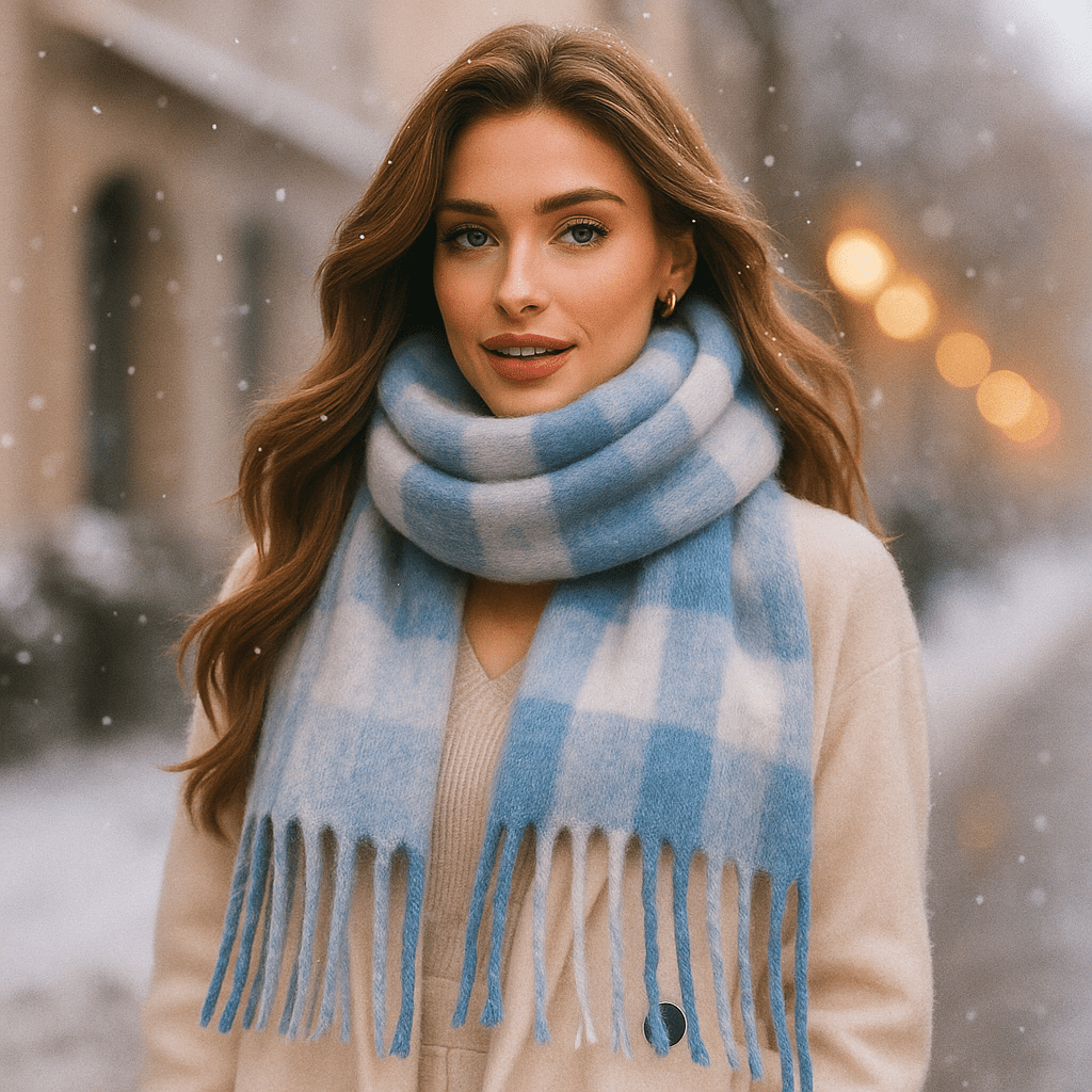Crimson Check Scarf - Elegance - Softness - Warmth