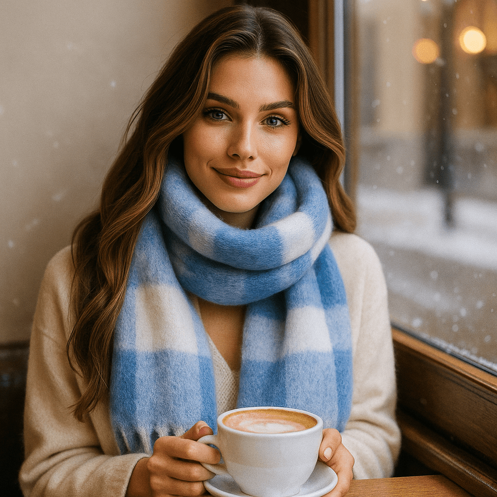 Crimson Check Scarf - Elegance - Softness - Warmth