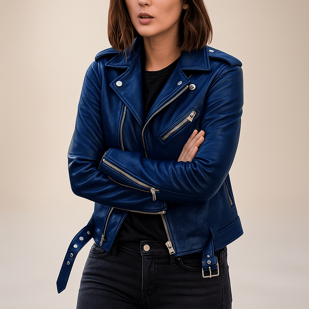 Vintage Women's Leather Jacket - Zip Fastening - Stylish and Durable