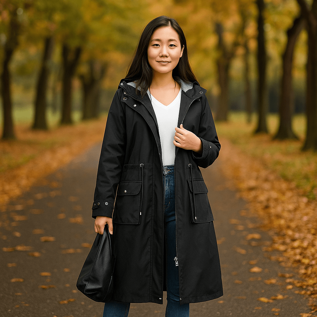 Waterproof Trench Coat - Knee-Length - Stylish Protection