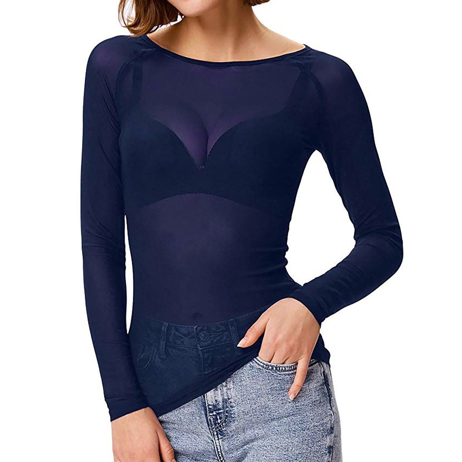 Naïa - Sheer Mesh Long Sleeve Women’s Top