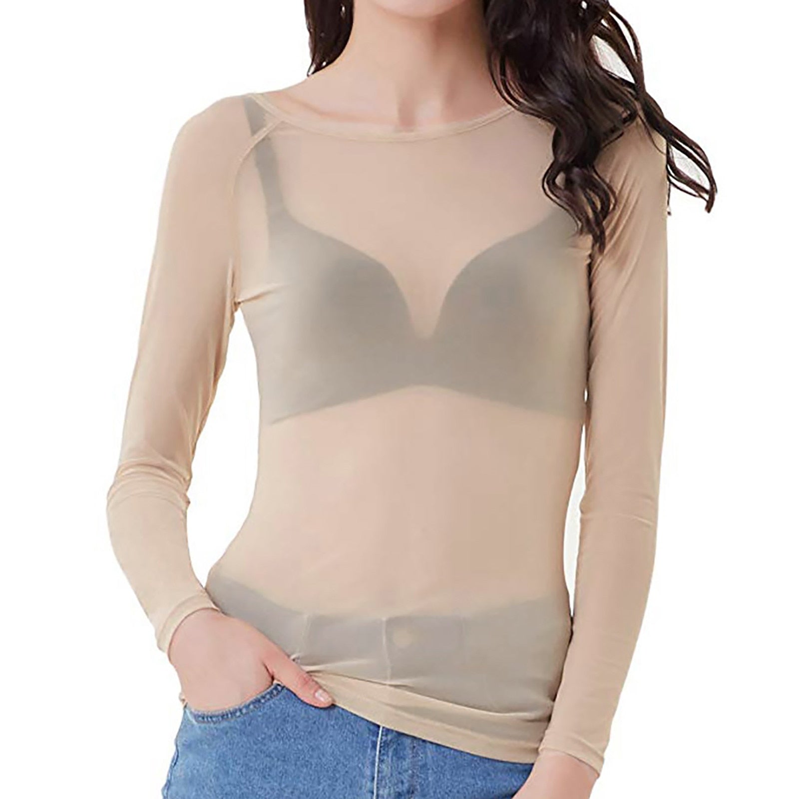Naïa - Sheer Mesh Long Sleeve Women’s Top