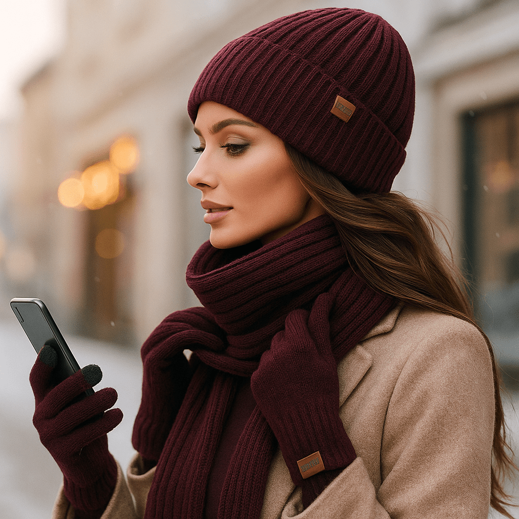 Hat-Scarf-Gloves Set - Elegant Thermal Winter Comfort